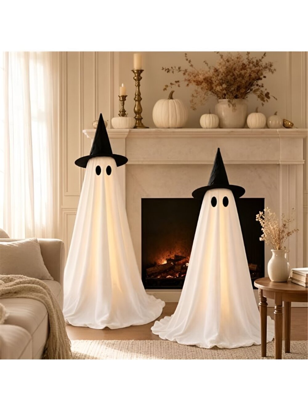 Halloween Decorations Indoor 2 Pack Light Up Ghosts - Picture 6 of 6